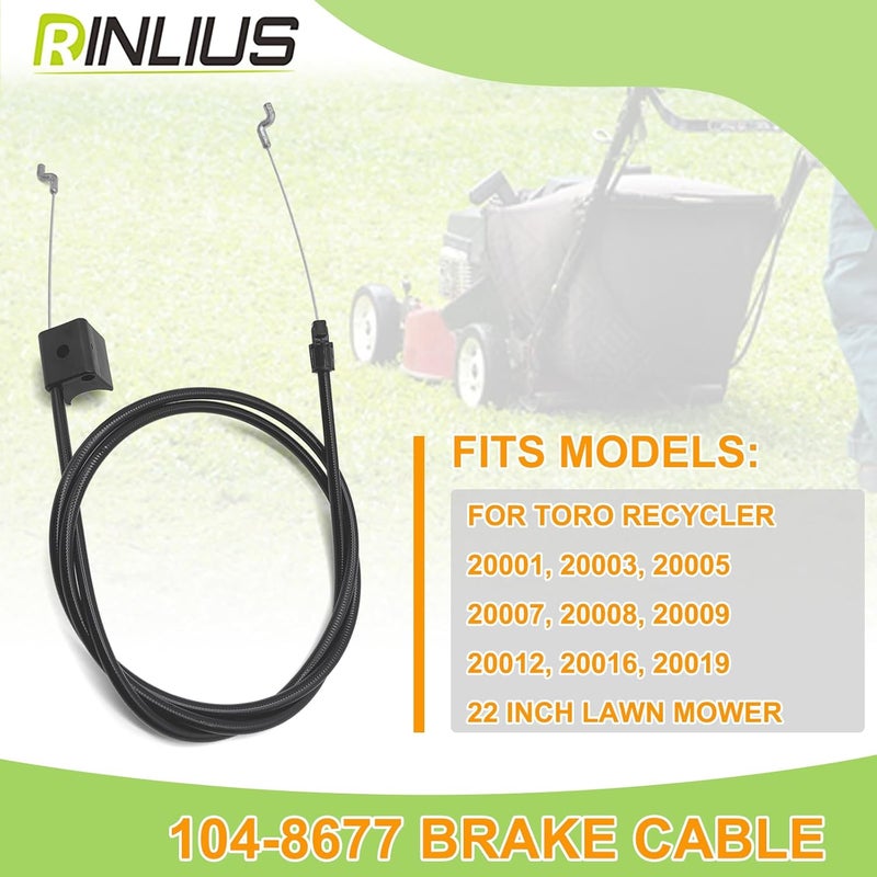Rinlius Lawn Mower Brake Cable 104-8677 for Toro Recycler 22" 20001 20003 20005 20007 20008 20009 20012 20016 20019 Walk-Behind Lawn Mowers Replacement Stens 290-935 1048677 - Image 3